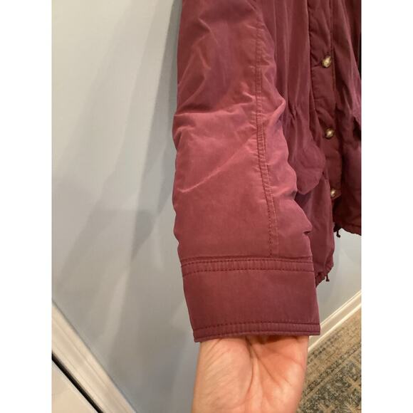 Abercrombie & Fitch Womens Parka Jacket Size Small Coat Burgundy Sherpa Preppy - Picture 12 of 13